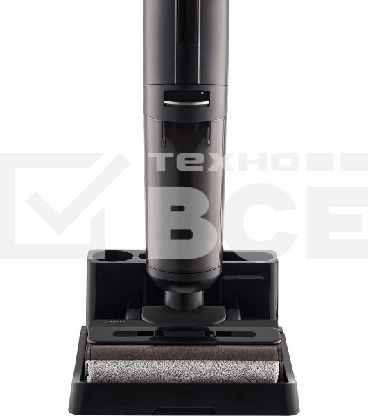 Пылесос вертикальный моющий Vitek VT-FW15PLUS черный, питание от аккумулятора, 120 Вт, уборка влажная/сбор жидкости/сухая, пылесборник 0.55 л