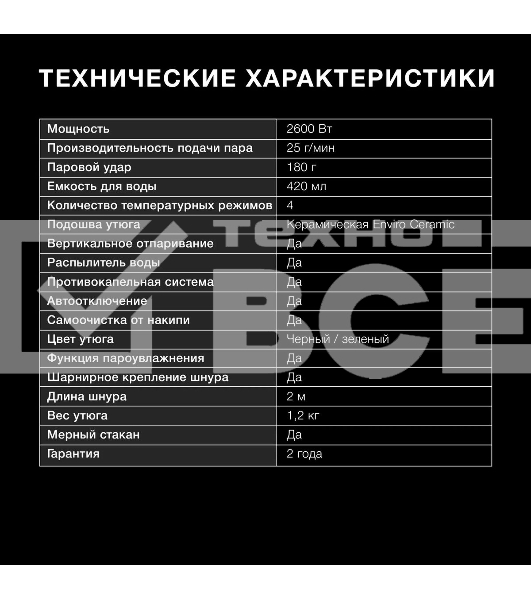 Утюг Hyundai H-SI01124 2600Вт черный/зеленый