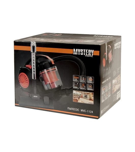 Пылесос Mystery MVC-1124 черный/оранжевый, 300/2000 Вт, уборка сухая, пылесборник контейнер 5 л