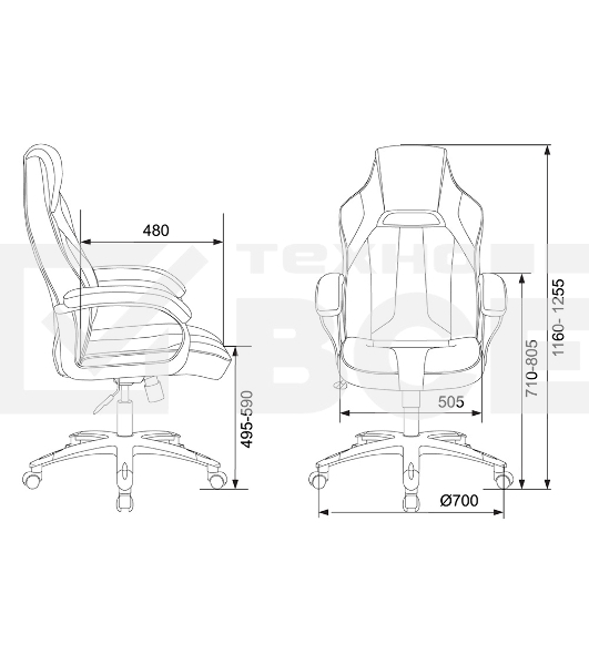 Кресло игровое Бюрократ VIKING 2 AERO BLACK EDITION черный, искусственная кожа