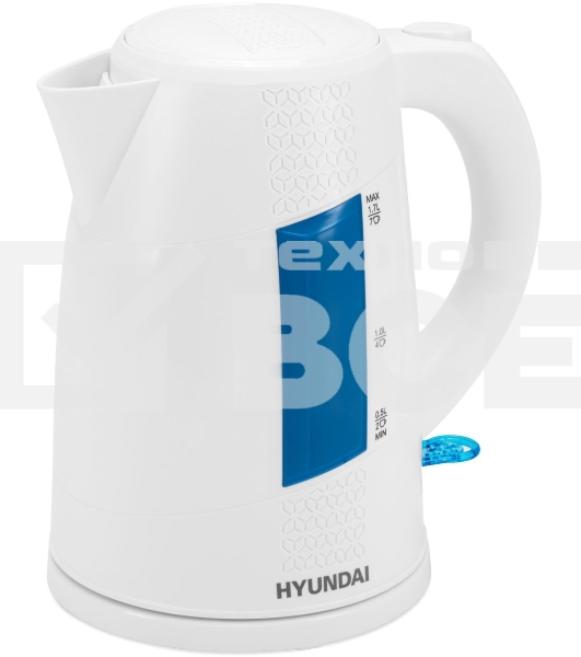 Чайник электрический Hyundai HYK-P2407 1.7л. 2200Вт белый/голубой (корпус: пластик)
