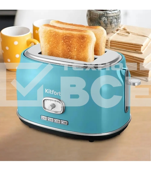 Тостер Kitfort КТ-6455 815Вт голубой/серебристый