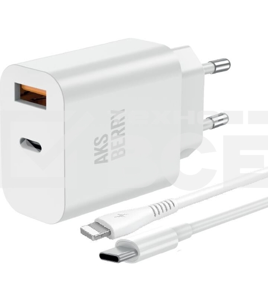 Зарядное устройство Aksberry T43 20W PD + QC3.0 + кабель Lightning, белый