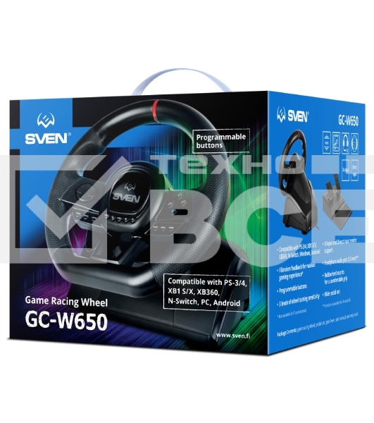 Руль SVEN GC-W650 (педали, вибро, D-pad, 21 кл, PS4/PS3/XB1/XB360/NS/PC/X-D-Input)