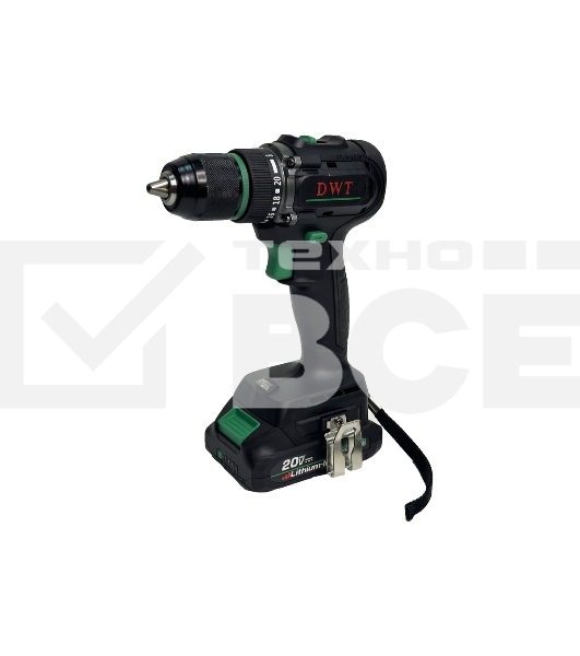 Дрель-шуруповерт аккумуляторная DWT ABSP-20 DNF-2 BMC /20В/до 2000 об.в мин/60 Нм/1-13 мм/бещеточный мотор/реверс/LED-подсветка/2 АКБ, 2 Ач/ЗУ/кейс/черный (ABSP-20 DNF-2 BMC)