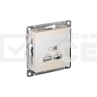Механизм розетки USB AtlasDesign 5В 1порт х 2.1А 2порта х 1.05А жемчуг SchE ATN000433