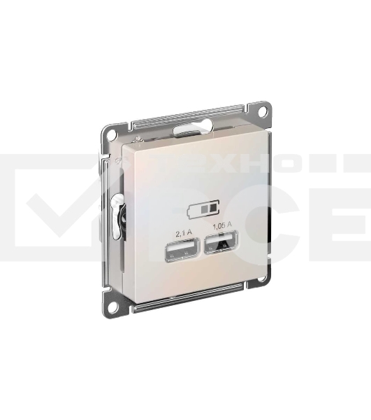 Механизм розетки USB AtlasDesign 5В 1порт х 2.1А 2порта х 1.05А жемчуг SchE ATN000433