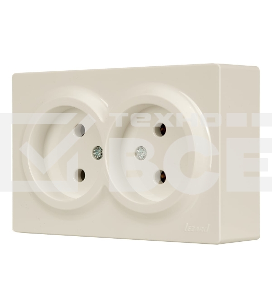 Розетка 2-м ОП LETO без заземл. закрытый корпус ПБТ крем LEZARD 752-0300-128B