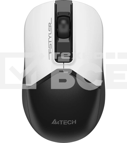 Мышь беспроводная A4Tech Fstyler FG12 белый/черный, 1200 dpi, радиоканал, USB, кнопки - 3