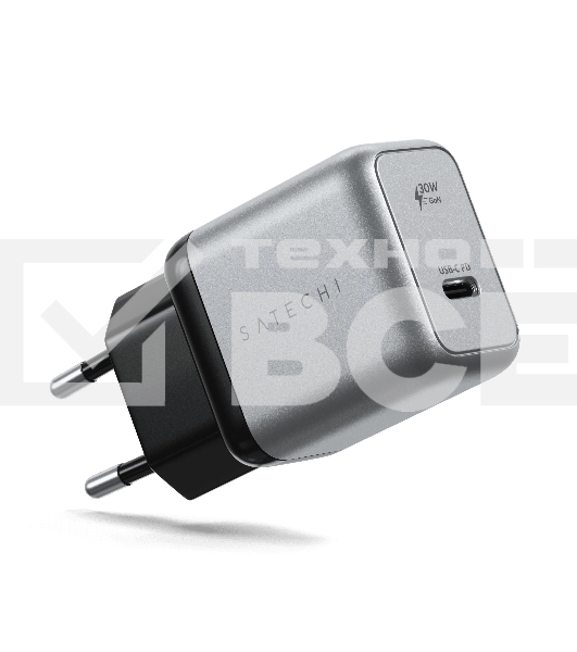 Сетевое зар./устр. Satechi USB-C GaN Wall Charger 30W 3A (PD) USB Type-C универсальное серый (ST-UC30WCM-EU)