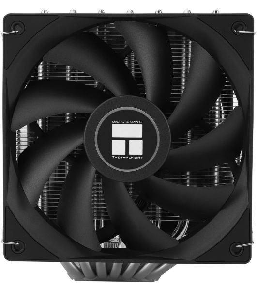 Кулер для процессора Thermalright Phantom Spirit 120 SE черный (4-pin PWM, 154mm, Ni/Cu, 7x6mm, 2x120мм, 66.17CFM, 25.6dBA, 1500RPM, S: 1200, 1700, 1851, 115X, AM4, AM5, silver, black)