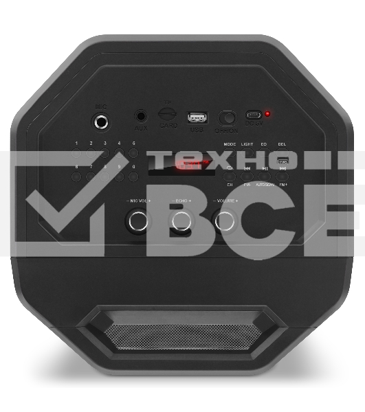 Мобильные колонки SVEN PS-655 2.0 черные (2x25W, mini Jack, USB Type-C, USB flash, Bluetooth, FM, micro SD, ПДУ, LED экран, 4400 мA, RGB подсветка)