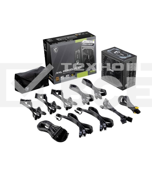 Блок питания MSI MAG A1000GL PCIE5 1000W, 80+ Gold, полностью модульный, ATX 3.0, PCIE5, RTL