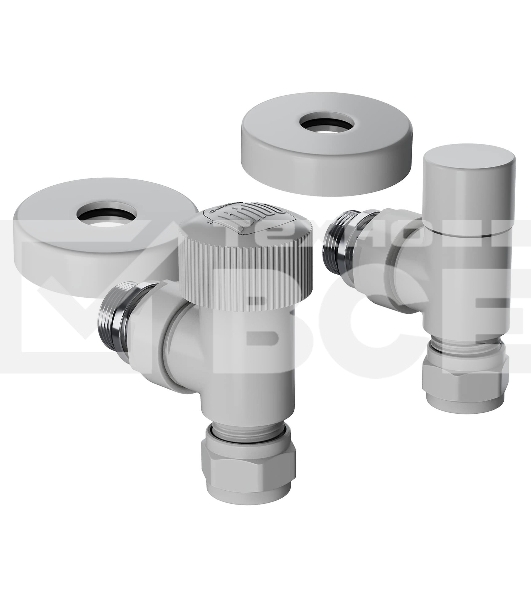 Набор термостатический угловой Royal Thermo Design Pro 15мм М30х1,5 (белый)