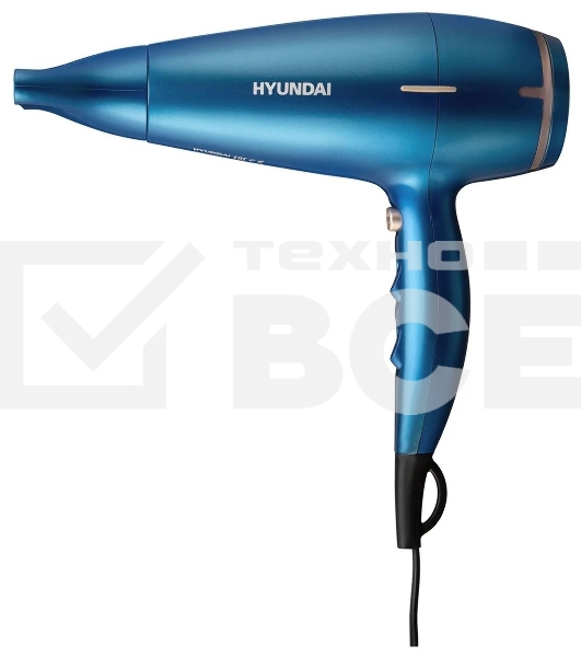 Фен Hyundai H-HDI0757 синий, 2200 Вт, ионизация