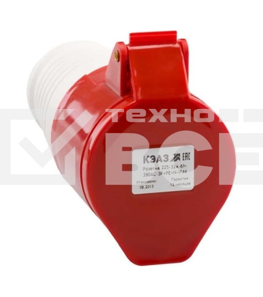Розетка кабельная 225 32А 380AC 3P+PE+N 6ч IP44 КЭАЗ 222753