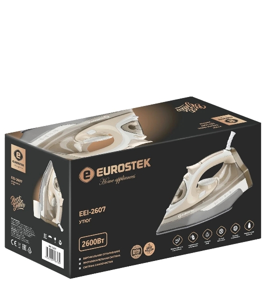 Утюг Eurostek EEI-2607 бежевый/белый, 2600 Вт, 45 гр/мин, 140 г/мин, 350 мл