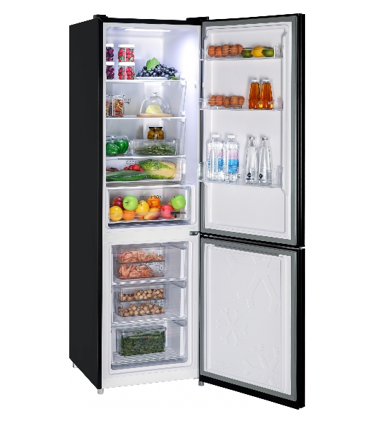 Холодильник Nordfrost RFC 390D NFGB черное матовое стекло двухкамерный 240/95л морозилка снизу