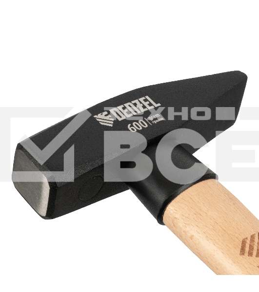Молоток слесарный Denzel 600 г, кованый квадратный боек, буковая рукоятка