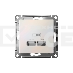 Механизм розетки USB AtlasDesign 5В 1порт х 2.1А 2порта х 1.05А жемчуг SchE ATN000433, фото2