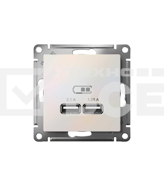 Механизм розетки USB AtlasDesign 5В 1порт х 2.1А 2порта х 1.05А жемчуг SchE ATN000433