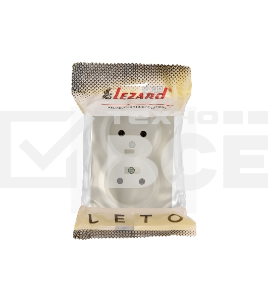 Розетка 2-м ОП LETO без заземл. закрытый корпус ПБТ крем LEZARD 752-0300-128B