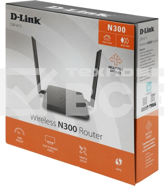 Роутер беспроводной D-Link DIR-615/Z1A 10/100BASE-TX