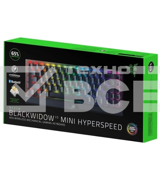 Клавиатура Razer BlackWidow V3 Mini HyperSpeed гибридная, USB Type-A, Bluetooth, радиоканал, чёрный