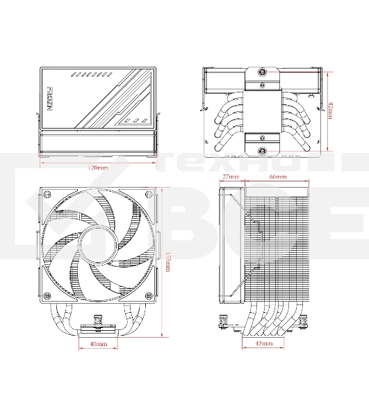 Кулер ID-Cooling Frozn A610 ARGB черный 120мм алюминий+медь 2000rpm 30db 4-pin 250W 155мм