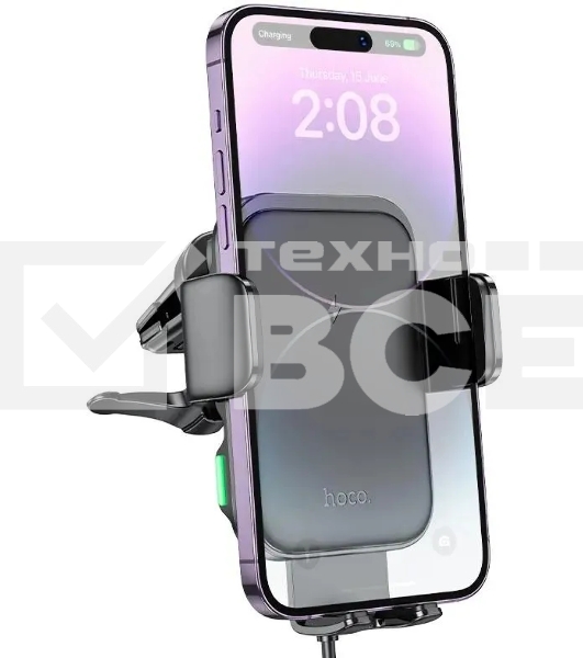 Держатель Hoco HW10 беспров.з/у. черный (JENNY THREE-AXIS FAST CHAR)