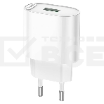 Блок питания (сетевой адаптер) HOCO C109A Fighter, QC3.0, 18W, белый, фото 1