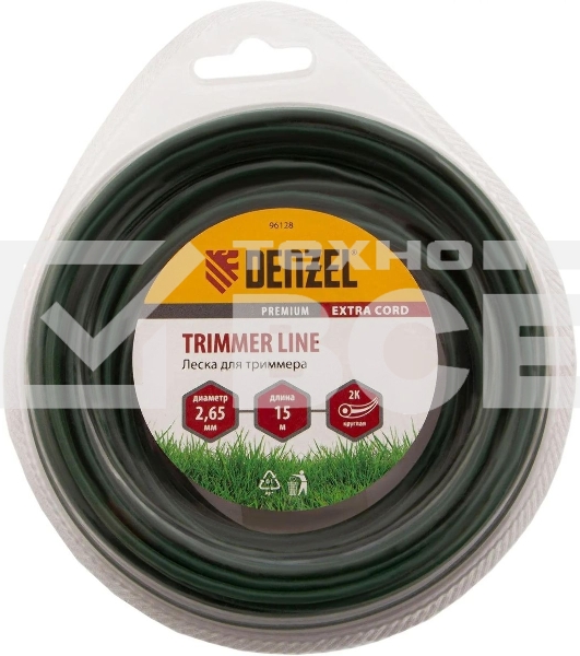 Леска для триммера Denzel двухкомпонентная круглая 2,65мм 15 м EXTRA CORD 96128