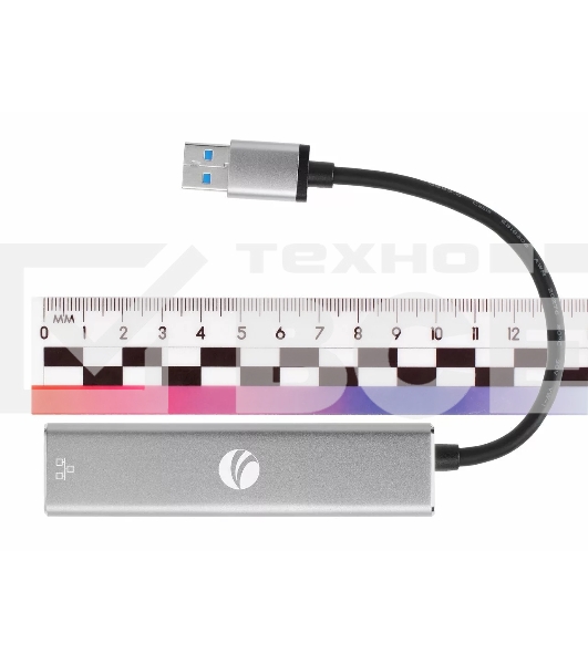 Переходник VCOM USB 3.0 -->RJ-45 1000Mbps+3 USB3.0, Aluminum Shell, 0.2м <DH312A>