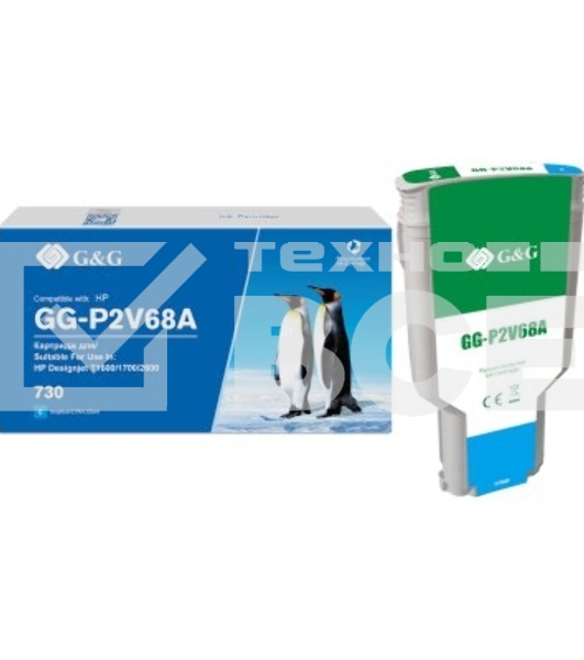 Картридж струйный G&G GG-P2V68A 730 голубой (300 мл) для HP DJ T1600/T1700/T2600