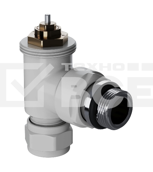 Набор термостатический угловой Royal Thermo Design Pro 15мм М30х1,5 (белый)