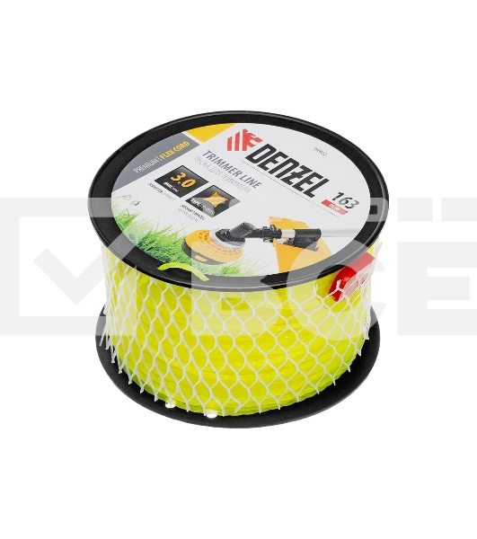 Леска для триммера Denzel витой квадрат, 3,0мм х 163м, на DIN катушке FLEX CORD