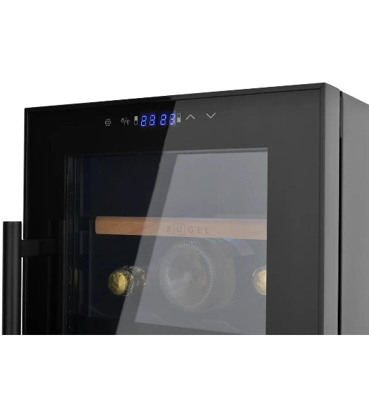 Винный шкаф ZÜGEL ZCWF184DB черный, 50 л, 2 отсека, 18 бут.