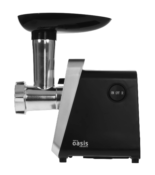Мясорубка электрическая Oasis MG-LK2 чёрный, 1800 Вт, 1.8 кг/мин, реверс, защита от перегрузки, насадки - 3