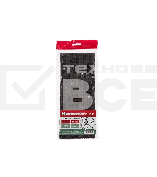 Сетка абразивная Hammer Flex 242-002  115х280мм, P60, водостойкая (5шт.)
