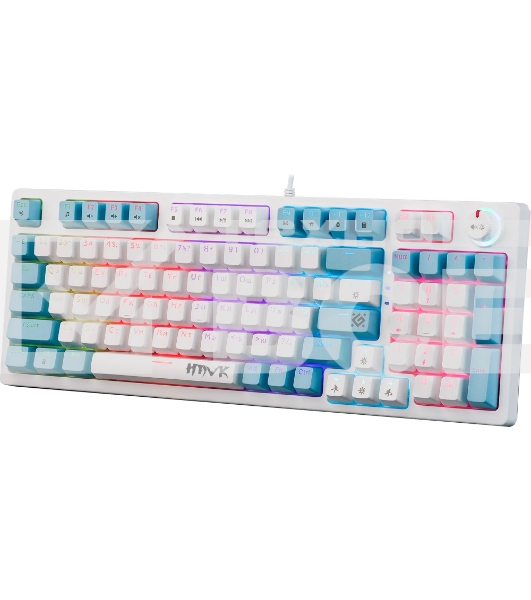 Клавиатура Defender Hawk GK-418  проводная, USB, белый + голубой