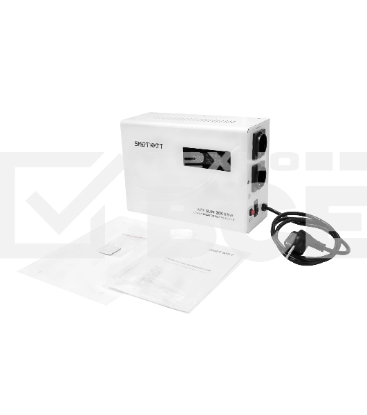 Настенный стабилизатор напряжения SMARTWATT AVR SLIM 2000RW (100W - 260W, 2000VA, 2 кВт, 50 Гц, розеток - 2, LED-дисплей