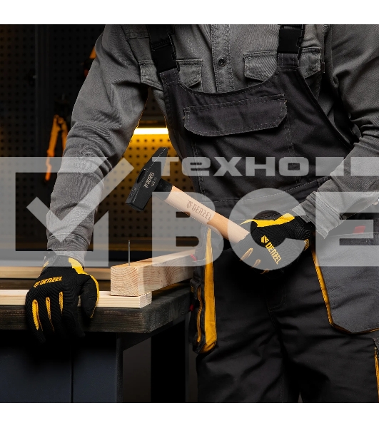 Молоток слесарный Denzel 600 г, кованый квадратный боек, буковая рукоятка