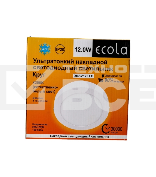 Светильник светодиодный ECOLA DRSV12ELC LED DOWNLIGHT 12W/4200K