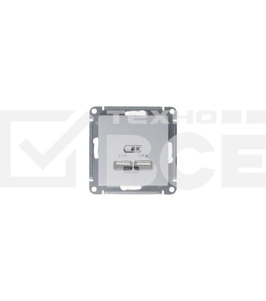 Механизм розетки USB AtlasDesign 5В 1порт х 2.1А 2порта х 1.05А жемчуг SchE ATN000433