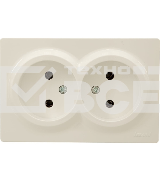 Розетка 2-м ОП LETO без заземл. закрытый корпус ПБТ крем LEZARD 752-0300-128B