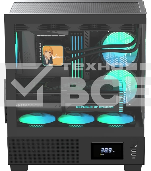Компьютерный корпус AeroCool/Formula V Line Crystal E1 Black, ATX, TYPE-C*1, USB3.0*2, Switch Display Panel