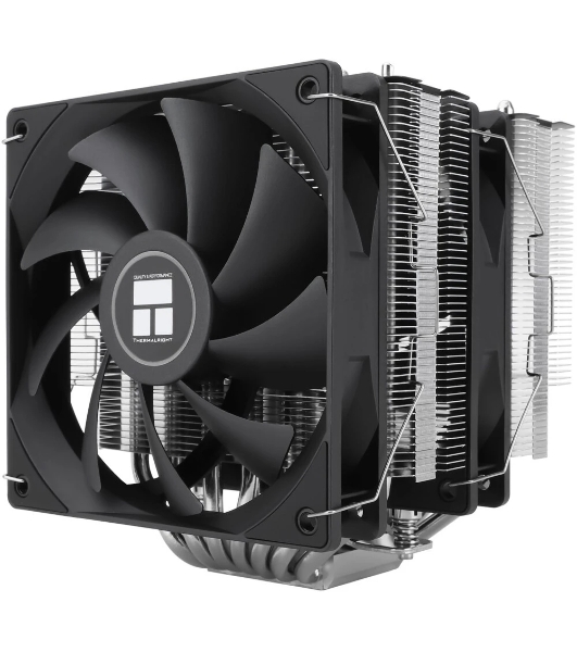 Кулер для процессора Thermalright Phantom Spirit 120 SE черный (4-pin PWM, 154mm, Ni/Cu, 7x6mm, 2x120мм, 66.17CFM, 25.6dBA, 1500RPM, S: 1200, 1700, 1851, 115X, AM4, AM5, silver, black)