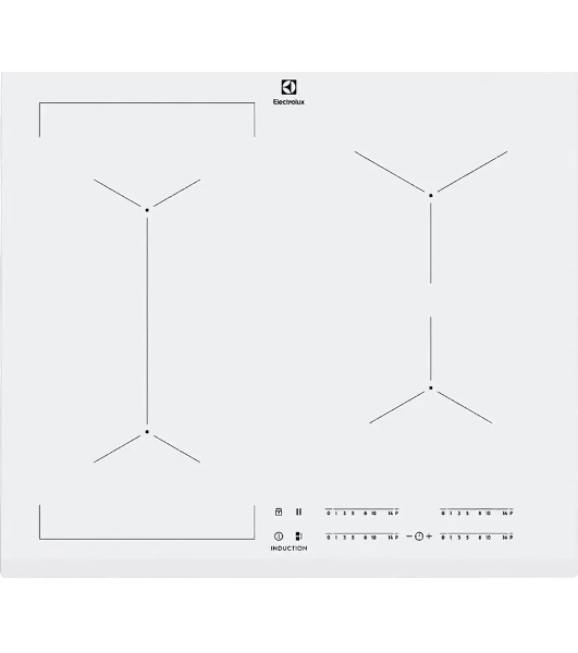 Индукционная варочная поверхность Electrolux EIV63440BW, 4 конфорки, с зоной расширения, стеклокерамика, 7800 Вт