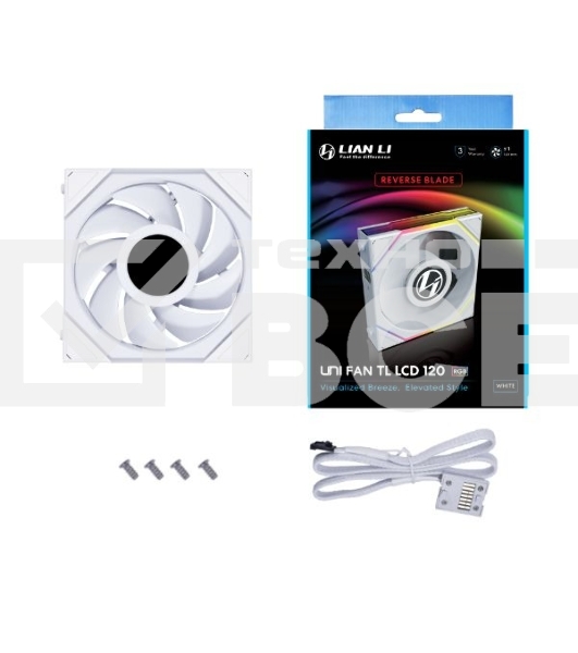 Вентилятор для корпуса Lian-Li Uni Fan TL 120 LCD ARGB G99.12TLLCD1W.00 белый 120мм 1900rpm 27db 7-pin