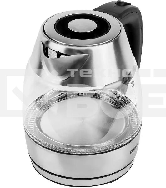 Чайник Centek CT-0018, 1.2л, 1600Вт, стекло, серебристый